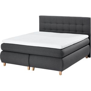 Luxe Boxspring Helsinki - 180x200 Matras & Topper - Grijs - Incl. Hoofdbord