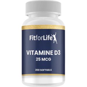 Fit for Life Vitamine D3 - Ondersteunt het immuunsysteem - Draagt bij aan gezonde spieren en botten - 25mcg - 200 softgels