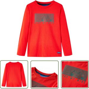 vidaXL Langmouwig Hemd - Kinderhemd - Kindershirt met lange mouwen 104 rood - Meisjeshemd - Jongenshemd - Rood Hemd