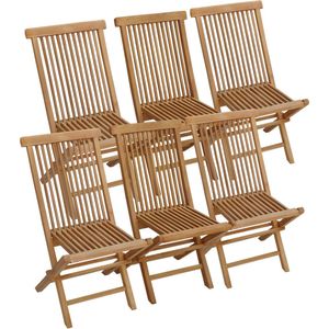 Set van 6 LOMBOK teakhouten tuinstoelen