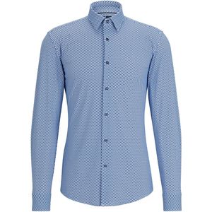 BOSS - Hank Overhemd Print Blauw - Heren - Maat 39 - Slim-fit