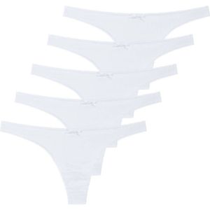 Katoenen Dames Strings - Wit - Set van 5 Stuks