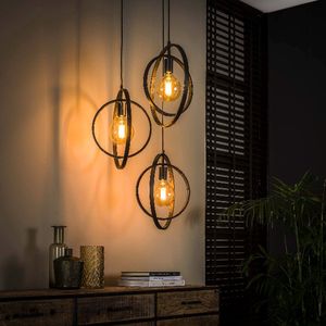 Hoyz - Industriele Hanglamp - 3 Lampen - Turn Around - Zwart