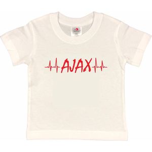 Amsterdam Kinder t-shirt | AJAX hartslag | Verjaardagkado | verjaardag kado | grappig | jarig | Amsterdam | Ajax | cadeau | Cadeau | Wit/rood | Maat 86/92