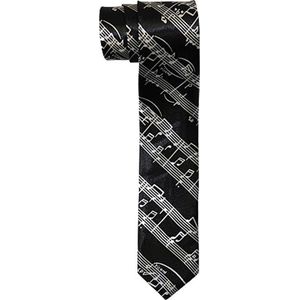 Skinny stropdas bladmuziek, zwart/wit