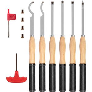 18.5-Inch-Full-Size-Carbide-Tip-Hout-Draaibank-Draaien-Tool-Kit - Draaibank-Foorbewerken-En-Afwerken-Hollow-Tool-Met-Diamant-Ronde-Vierkante-Carbide-Inserts-Voor-Houtdraaien-(6-Stuks)