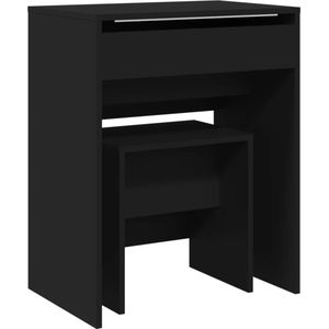 vidaXL - Kaptafel - met - krukje - 60x40x113,5 - cm - zwart