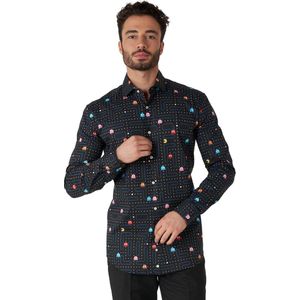 OppoSuits PAC-MAN™ Shirt - Heren Carnavals Overhemd - Casual Retro Game Shirt - Meerkleurig - Maat EU 39/40