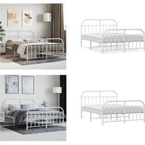 vidaXL Bedframe met hoofd- en voeteneinde metaal wit 150x200 cm - Bedframe - Bedframes - Tweepersoonsbed - Bed