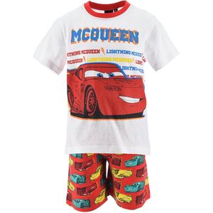 Disney Cars - Shortama - Maat 116 - Lightning McQueen - Pyjama - Wit met rood