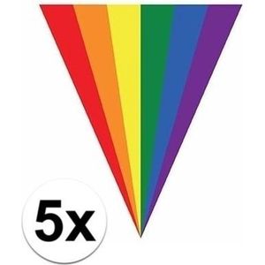 5x Gay pride regenboog slingers 5 meter - Vlaggenlijnen - LHBT thema artikelen