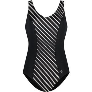 Ten Cate Badpak - zwempak - zwart - wit - maat 48 - V neck - softcup - shape -