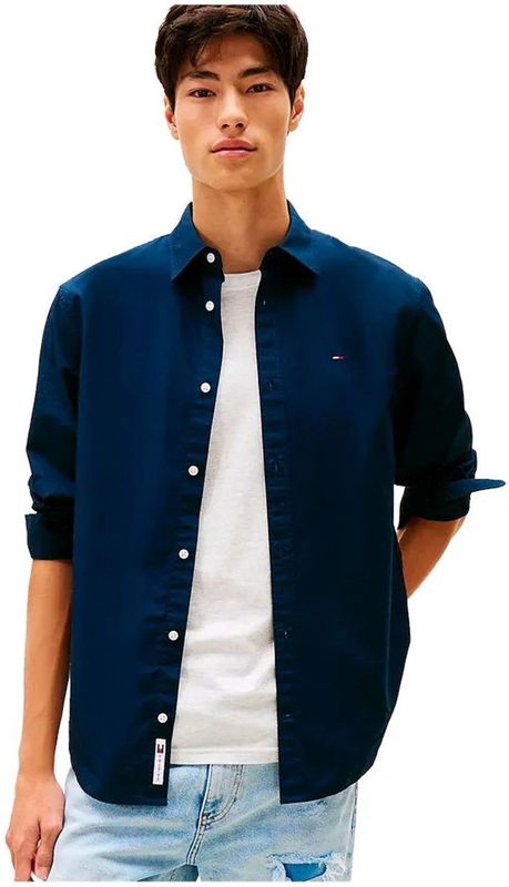 Tommy Jeans - Dm0dm22026 - Overhemd - Donker Nacht Marineblauw - Lange Mouwen