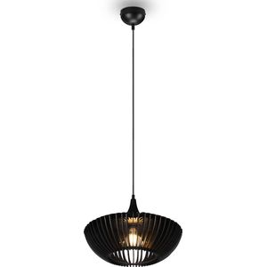 LED Hanglamp - Hangverlichting - Torna Colman - E27 Fitting - Rond - Mat Zwart - Aluminium