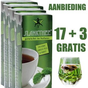 LivingGreens-Slankthee-Afslankthee-Gewichtsafname-Aanbieding 17+3-GRATIS-Pu-erh-Guldenroede-Hibiscus-Angelica-Groene thee-Munt