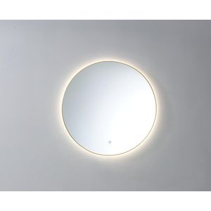 Ronde spiegel 100cm - goud geborsteld met LED verlichting (3 kleur instelbaar & dimbaar) incl. verwarming