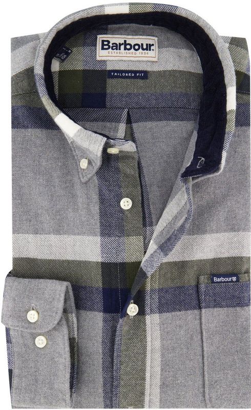 Barbour - Tailored Fit - Casual Overhemd - Grijs - Button-down Boord