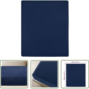 vidaXL Jersey Hoeslaken - Hoeslaken - Hoeslakens 2 st jersey 90x200 cm katoen marineblauw - Katoenen Hoeslaken - Blauwe Hoeslaken - Slaapcomfort