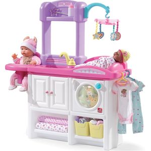 Step2 Love & Care Deluxe Nursery Kinderkamer voor poppen - Commode met wieg, kinderzitje, wasmachine & accessoires (excl. Pop) - Kunststof speelgoed 80x25x95cm