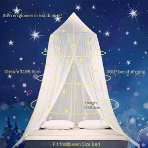 Goodivery ® Prinses regenboog-bedhemel met eenhoorn-slot licht op in het donker, bedhemel voor meisjes, kamerdecoratie of feeënthemafeest - Star Blue