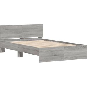 vidaXL - Bedframe - met - hoofdeinde - grijs - sonoma - eikenkleurig - 120x200 - cm