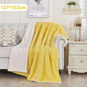 Nivard Deken - Pluche - Wollen - Dekentje - Fleece - Plaid - Knuffeldeken - Bank Deken - 1 Persoons - Geel