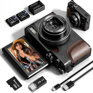 Liva Prime 4k Digitale Camera 56MP - Waterproof - Youtube 180° Flip Screen - SD kaart 32GB- Resolutie 4096*2160 - 1500mAh