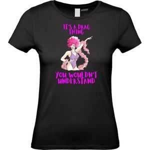 Dames T-shirt It's a Drag Thing | Gay pride shirt kleding | Regenboog kleuren | LGBTQ | Zwart dames | maat L