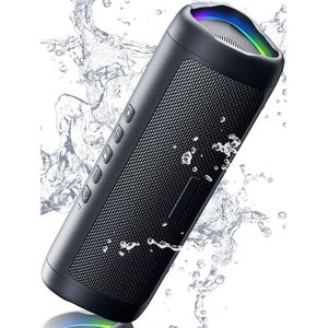 Bluetooth speaker zwart-IPX5 waterdicht-extra bas-2 full-range sprekers-2 onafhankelijke membranen-TWS-AUX-RGB-verlichting-Tot 20 uur muziek-zwart