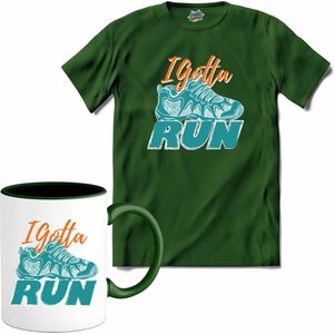 I Gotta Run | Hardlopen - Rennen - Sporten - T-Shirt met mok - Unisex - Bottle Groen - Maat XXL
