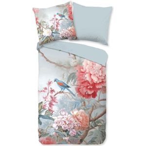 Dekbedovertrek 200x200 cm - Bloemen en Vogels Print - Multi - 2 Persoons - 100% Katoen - Oeko-Tex Gecertificeerd