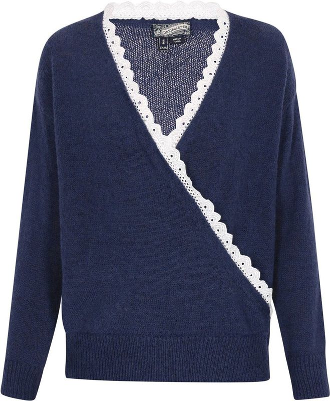 DreiMaster - Vintage - Trui - Navy / Wit - Lange Mouw