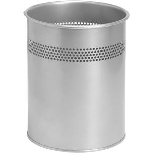 BRASQ Prullenbak Kantoor/ Thuisgebruik - Afvalemmer - Papierbak - Rond - Metaal - Zilver 15 liter