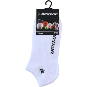 Dunlop Sneakersokken – 3 Paar – Wit – Maat 43-46 – Comfortabele Lage Sokken voor Heren en Dames