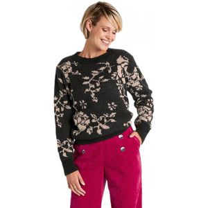 Korte gebloemde jacquardtrui