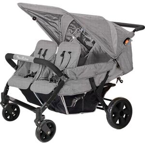 Familidoo buggy 4 Zitplaatsen Lidoo Star Full Grey Geschikt voor 2 newborn baby's - Inclusief regenhoes