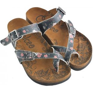 GOBY Blauw Mandala Patroon Slippers - Sandalen – Handgemaakt – Premium Kwaliteit – Maat 36