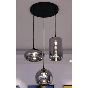 3-lichts - Evy Bulbs - Smoke Hanglamp - Woonkamer Slaapkamer Kinder kamer Hang lamp - Glas Bollen