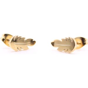 Avaressa Oorknopjes Goud - Damesmode - Veer - 11mm x 5mm - Gold Plated