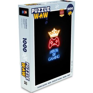 Puzzel Gaming quotes - Neon - House of gaming - Kroon - Tekst - Legpuzzel - Puzzel 1000 stukjes volwassenen