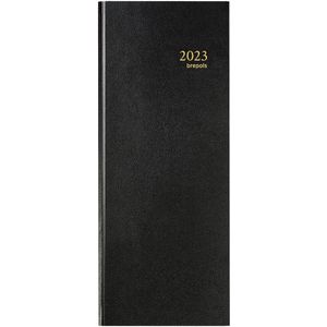 Brepols Agenda 2023 - Saturnus Lang - harde omslag - 12,8 x 33 cm - Zwart