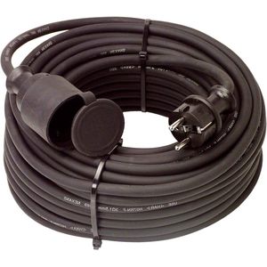 Rubberen Verlengkabel - Met Beschermende Contactspoel Plug - IP44 230V/16A - 15 Meter Kabellengte - Zwart