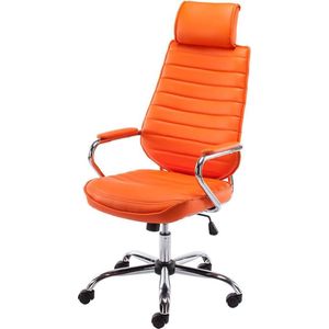 Bureaustoel - Stoel - Design - Gewatteerd - Kunstleer - Oranje - 59x57x128 cm