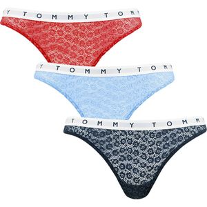 Tommy Hilfiger dames 3P microfiber strings transparant gebloemd kant multi III - XS