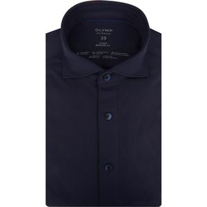 OLYMP Luxor 24/Seven Modern Fit Jersey - Overhemd Voor Heren - Marineblauw - Strijkvriendelijk - Boordmaat: 39/M