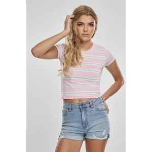 Urban Classics - Stripe Crop top - XL - Roze/Blauw