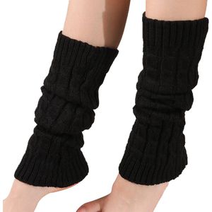Beenwarmers - Leg Warmers - Gebreide Warme Onderdelen Voor Bovenkant Van Schoen Tot Knie - 1 Paar - Voor Vrouwen En Meisjes Zwart