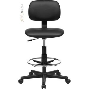 FURNIBELLA -Bureaustoel, bureaustoel, ergonomische computerstoel, verstelbare voetsteun, 360° draaibare stoel, max. belasting 120 kg, zwart OBN027B01