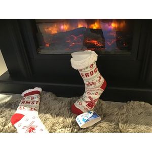 Huissokken- Antislip - Winter Sokken - Hoge kwaliteit - Maat 35-42 - Kleur Rood - Warme Sokken
