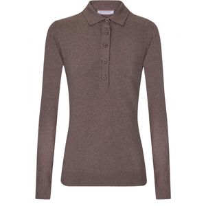 Felix Hardy Trui Met Polokraag En Knopen - Polo Shirt - 100% Katoen Dames Bruin - L